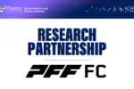 Text graphic showing a research partnership between Wharton Sports Analytics and Business Initiative and PFF FC.