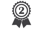AdobeStock_1143832201 A gray ribbon-shaped badge with the number 2 in the center, representing second place.