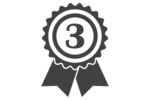 AdobeStock_1143832206 A black ribbon icon with the number 3 inside, representing a third-place achievement or award.